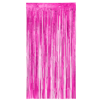 Door curtain metallic fuchsia pink