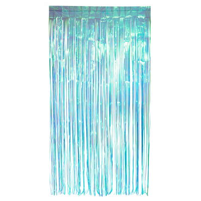 Door curtain iridescent pearl light blue