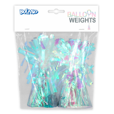 Pack of a set of iridescent 2 balloon weights from Boland.