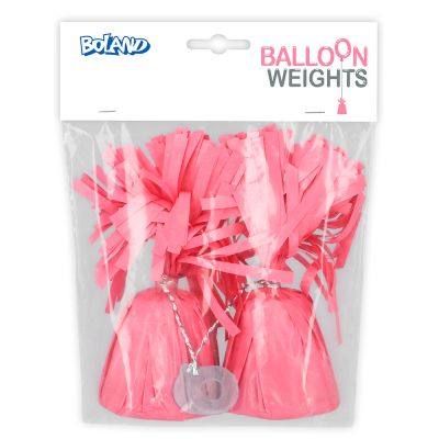 Verpackung eines Sets mit 2 hellrosa Ballongewichten von Boland.
