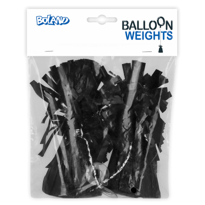Packaging of a set with 2 black balloon weights from Boland.