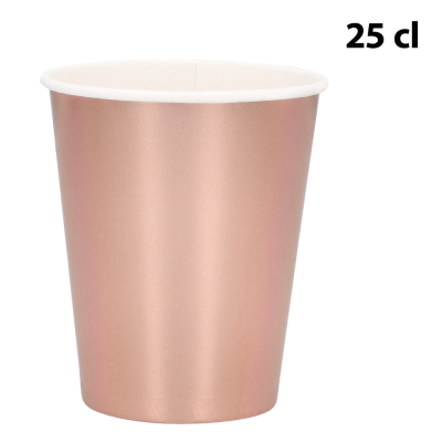Rose gold paper cup of 25 cl for drinks during luxury parties, New Year or a glamorous themed event.