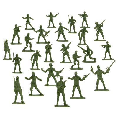 Uitdeelcadeautjes 24 groene speelgoed soldaatjes in verschillende houdingen