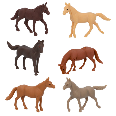 Uitdeelcadeautjes 6 speelgoed paardjes in verschillende kleuren en houdingen