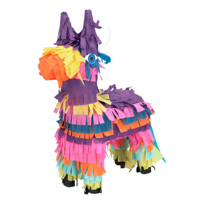 Eine kleine mehrfarbige Esel-Pi�ata mit einer Schlaufe zum Aufh�ngen der Pi�ata.