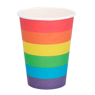 Paper cup in rainbow colours.