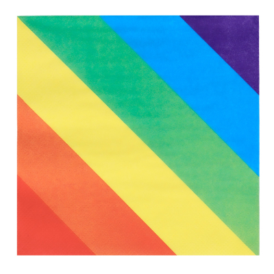 Papierserviette in Regenbogenfarben.