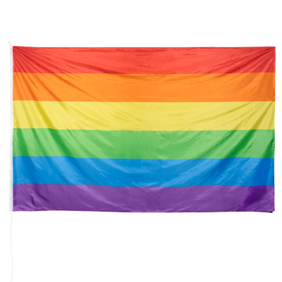 Large rainbow flag.