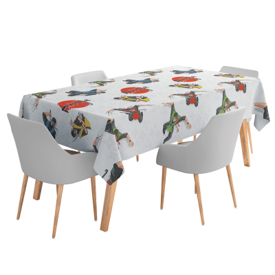 Paper tablecloth with ninja all over print.