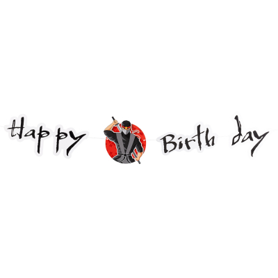 Letter slinger Happy Birthday in Ninja stijl.