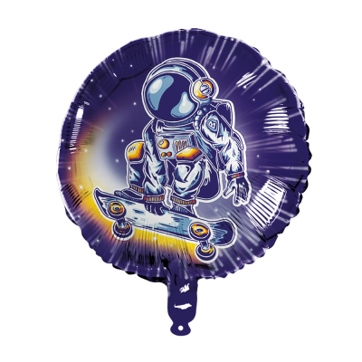 Ronde Space folieballon met astronautenprint.