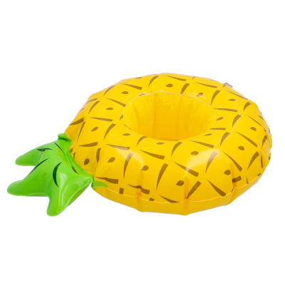 Inflatable cup holder that looks like a pineapple.
