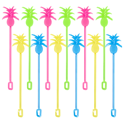 12 pineapple swizzle sticks in 4 different neon colours.
