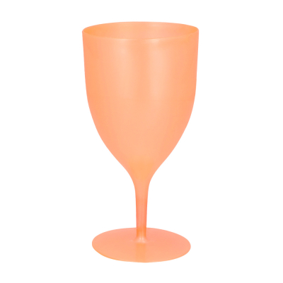 Oranje kunststof drinkbeker met voetje.
