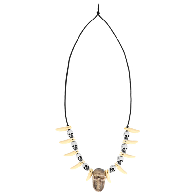 Necklace with small skulls and tusks