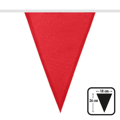 Red polyester flag as part of a flag line.