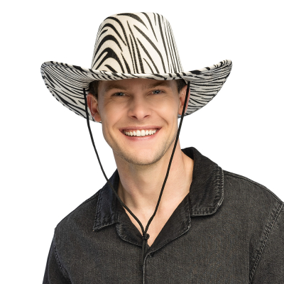 Cowboyhoed met zebraprint voor carnaval of foute party