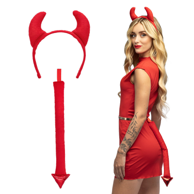 Devil horns and tail for carnival or bad taste party