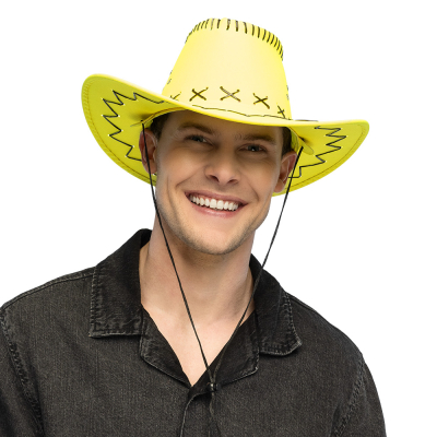 Chapeau de cowboy jaune fluo dans une couleur fluo voyante pour carnaval ou festival