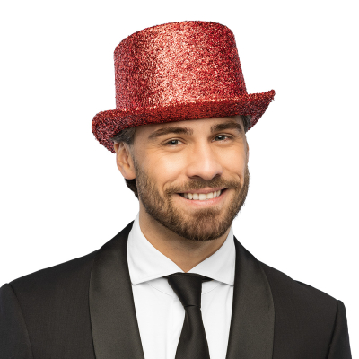 Roter Glitzerhut mit glitzernden Details f�r Karneval, Weihnachtsfeier oder Falsche Party