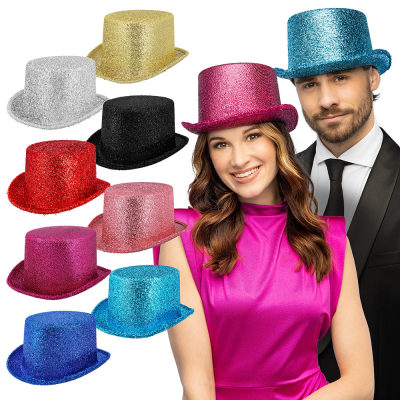 Sortiment mit 8 Glitzerh�ten mit glitzernden Details f�r Karneval oder Mottoparty