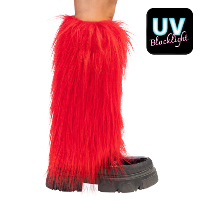 Fluffy beenwarmers rood voor carnaval of foute party