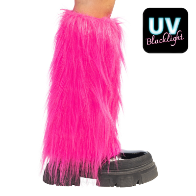 Neonroze fluffy beenwarmers in opvallende neonkleur voor carnaval of foute party
