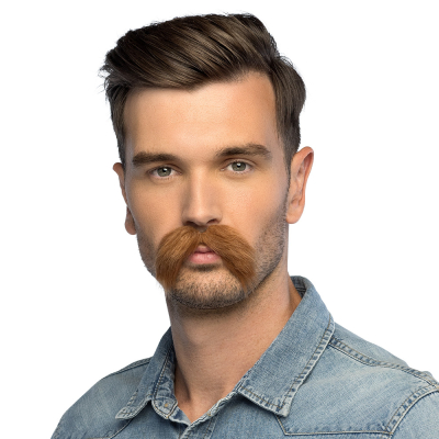 Brown adhesive moustache, ideal as an accessory for fancy dress parties, carnival and fancy dress parties.