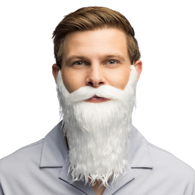Witte baard met snor voor carnaval of foute party