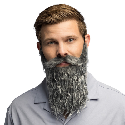 Grijze baard met snor voor carnaval of foute party