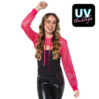 Neonroze visnet bolero M in opvallende neonkleur voor festival