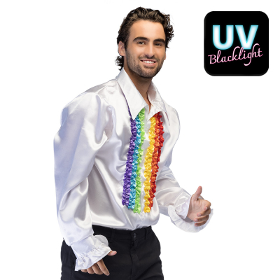 White shirt L in rainbow colours for carnival
