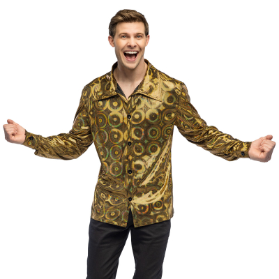 Goldenes Disco-Hemd Lumi XXL mit gl�nzendem Finish f�r Karneval, Disco-Mottoparty oder Foute-Party