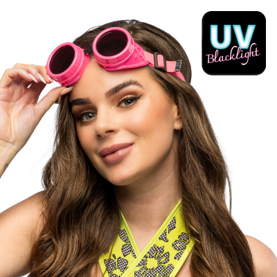 Lunettes de f�te rose fluo dans une couleur fluo voyante pour le carnaval ou une f�te kitsch