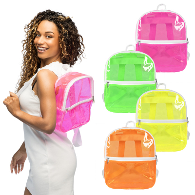Sacs � dos transparents fluo dans des couleurs fluo voyantes pour soir�e kitsch ou festival