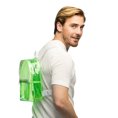 Sac � dos transparent vert fluo dans une couleur fluo voyante pour le carnaval ou un festival
