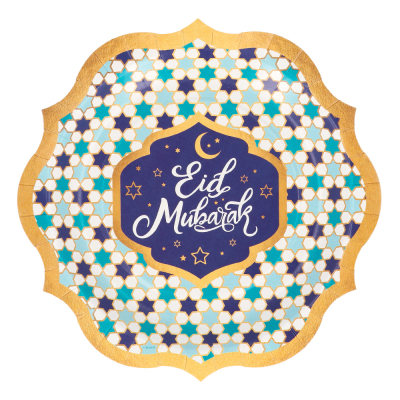 Cardboard sign Eid Mubarak.