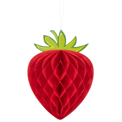 Honeycomb decoration in the shape of a strawberry.