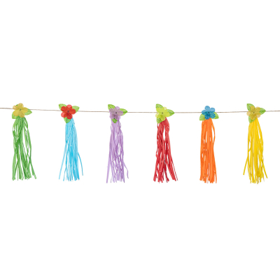 Guirlande color�e d'Hawa� avec des fleurs et des franges aux couleurs de l'arc-en-ciel, d�coration joyeuse pour les f�tes � th�me tropicales, les barbecues d'�t� et les carnavals.
