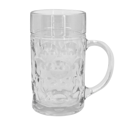 One-litre glass beer mug. Perfect for a beer party or BBQ party.