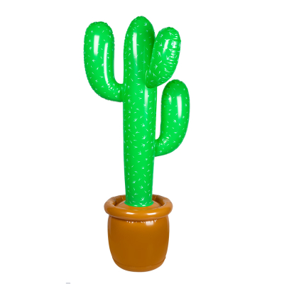 Inflatable, green cactus with 3 branches, in terracotta-coloured pot. 