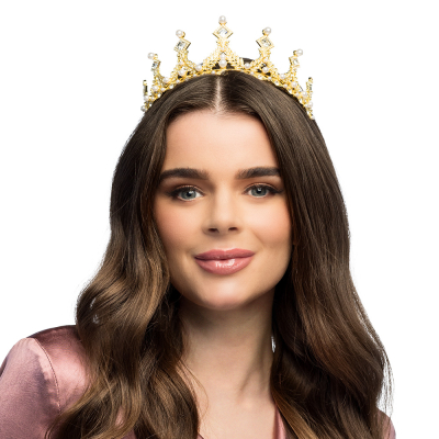Roségoldenes Prinzessinnen-Diadem mit Perlen und Diamanten.