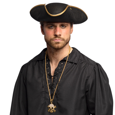 Goldfarbene Totenkopf-Halskette mit Strasssteinen.