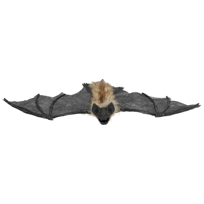 Une chauve-souris suspendue avec un corps poilu et un visage effrayant avec des yeux rouges pour Halloween.