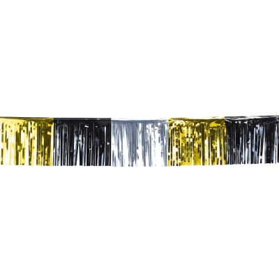 Metallic-Girlande mit Fransen in Gold, Silber und Schwarz - festliche Dekoration f�r Silvester, Geburtstage oder Fasching.