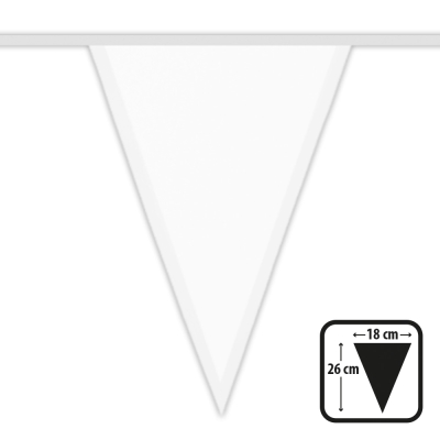 White polyester flag as part of a flag line.