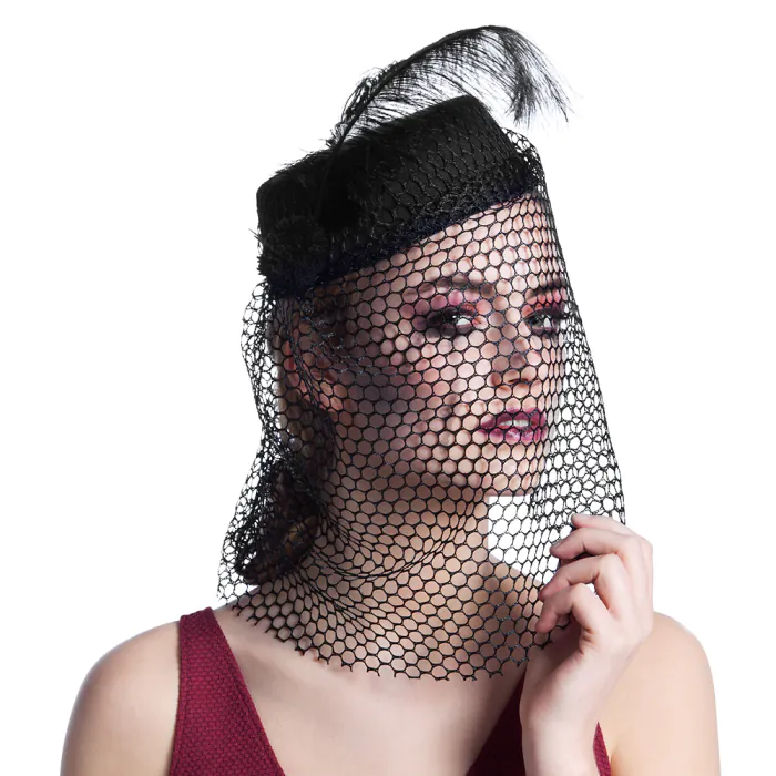 Hat with veil clearance