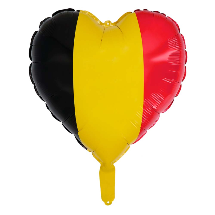 Ballon en aluminium Coeur Belgique noir-jaune-rouge