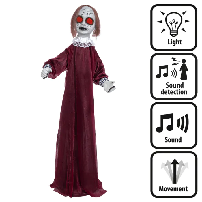 Creepy scary online doll standing Halloween prop