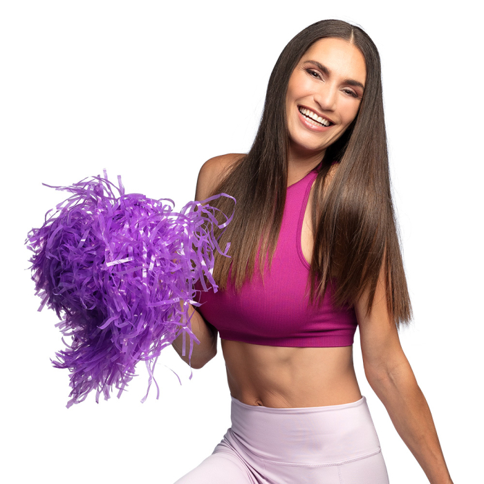 Pompom Cheerleader avec poignée - violet - 34 cm